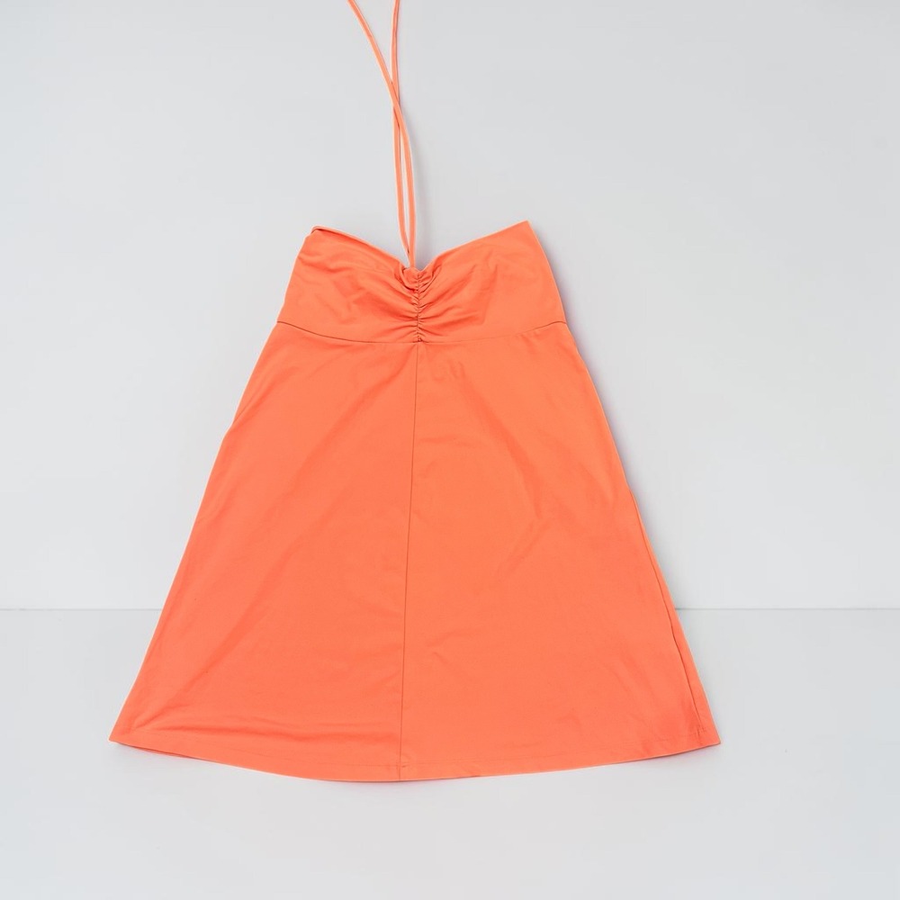 Eddie Bauer Aster Coral Orange Halter Mini Dress Convertible Skirt Sz M Resort
